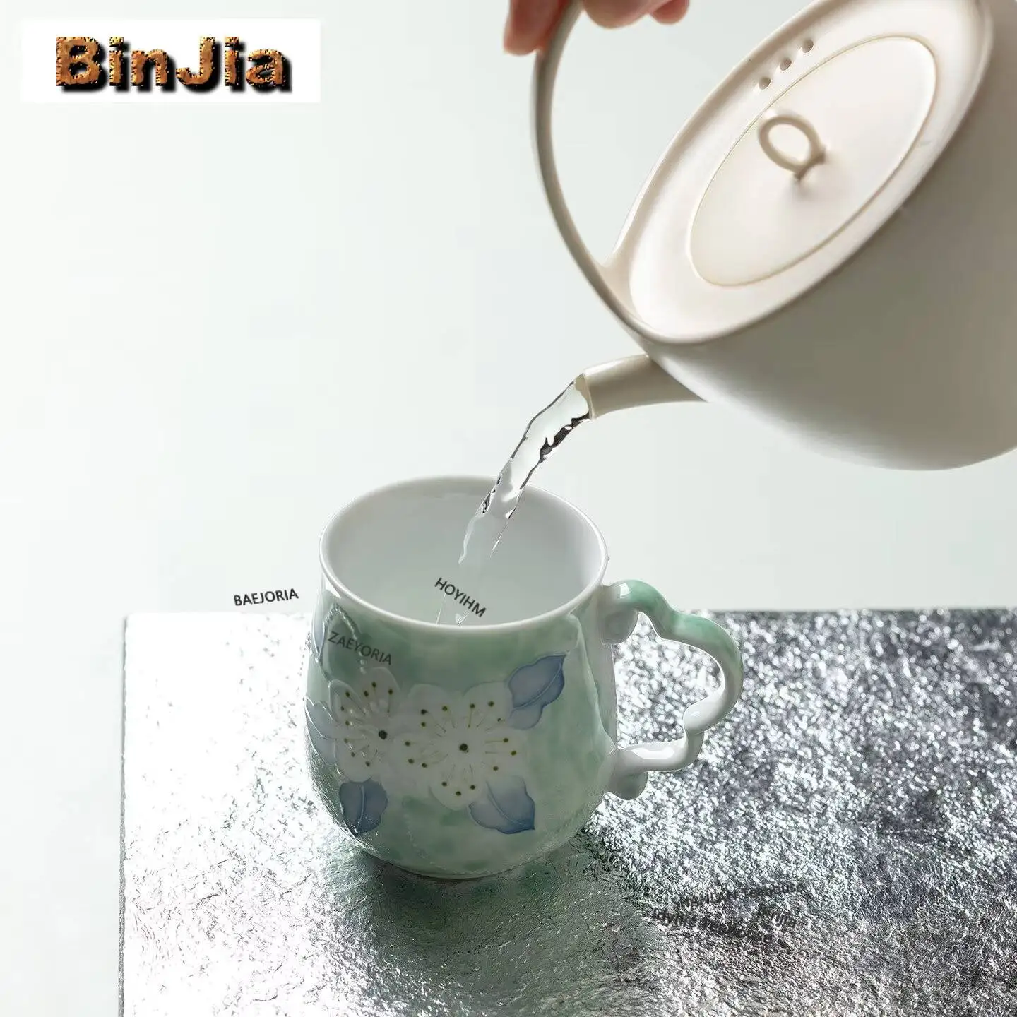 250ml Hand-painted White Flower Teacup Creative Tea Bowl Tea Cup Set Tea-tasting Smelling Cup Chazhan Master Cups Tea Items Gift