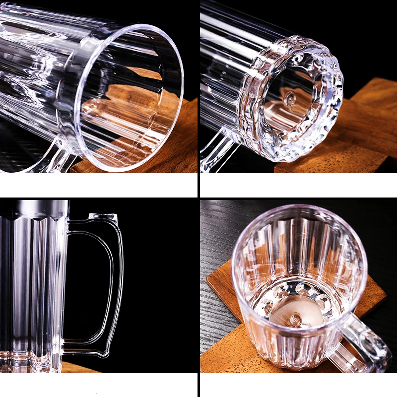 DEOUNY Acrylic PSC Plastic Wheat Beer Glass Large Capacity 600ML Transparent Beer Steins Household Beverage Water Cup Barware