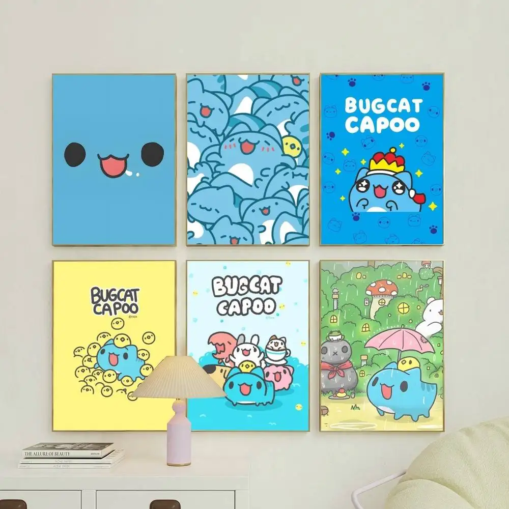 1 Stück Kwaii Anime B-Bugcat CapooS Poster Aufkleber Druck Wasserdichter Wandkunstdruck für Wohnzimmer Schlafzimmer Heimdekoration