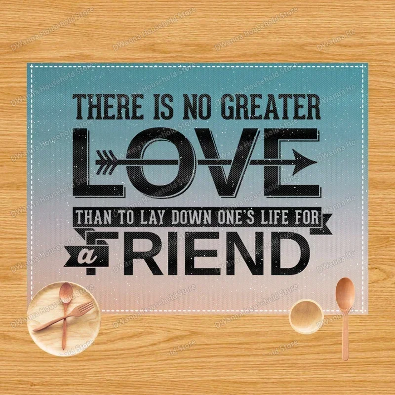 42cmX32cm Bible Verse Print Table Mat for Diner Kitchen Christian Religion Dinnerware Placemat Coffee Cup Pads Table Decor