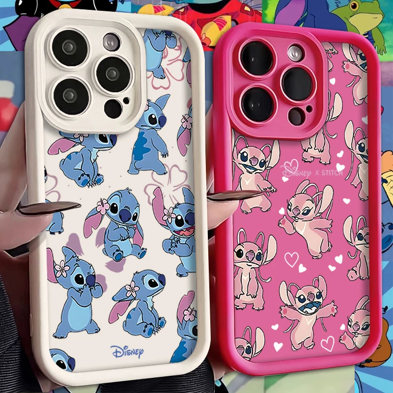 Lovely Disney Stitch Angel Case for Samsung Galaxy A35 A55 A15 A25 A16 A06 A05 A05S A24 A13 A23 A12 A22 A32 A52 A71 A51 4G Capa