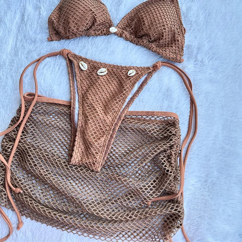 Summer Swimsuit For Women Sexy Bikini Set Push-up Padded Bra Thong Three Pieces  Neck Halter Beachwear Bathing Sexy Swimsuits - view 6