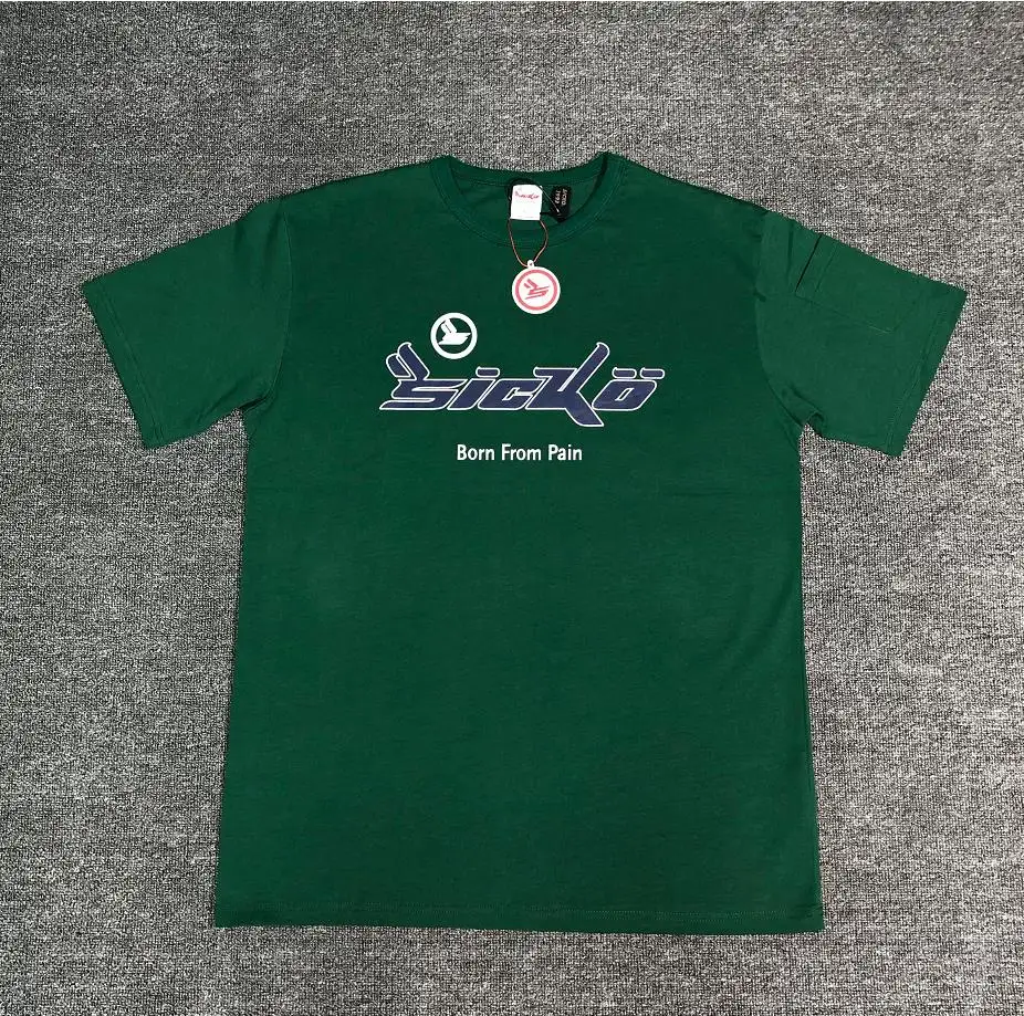 New With Tag Men Born From Pain Sicko Green T Shirts T-Shirt Hip Hop Skateboard Street Cotton T-Shirts Tee Top US size A400