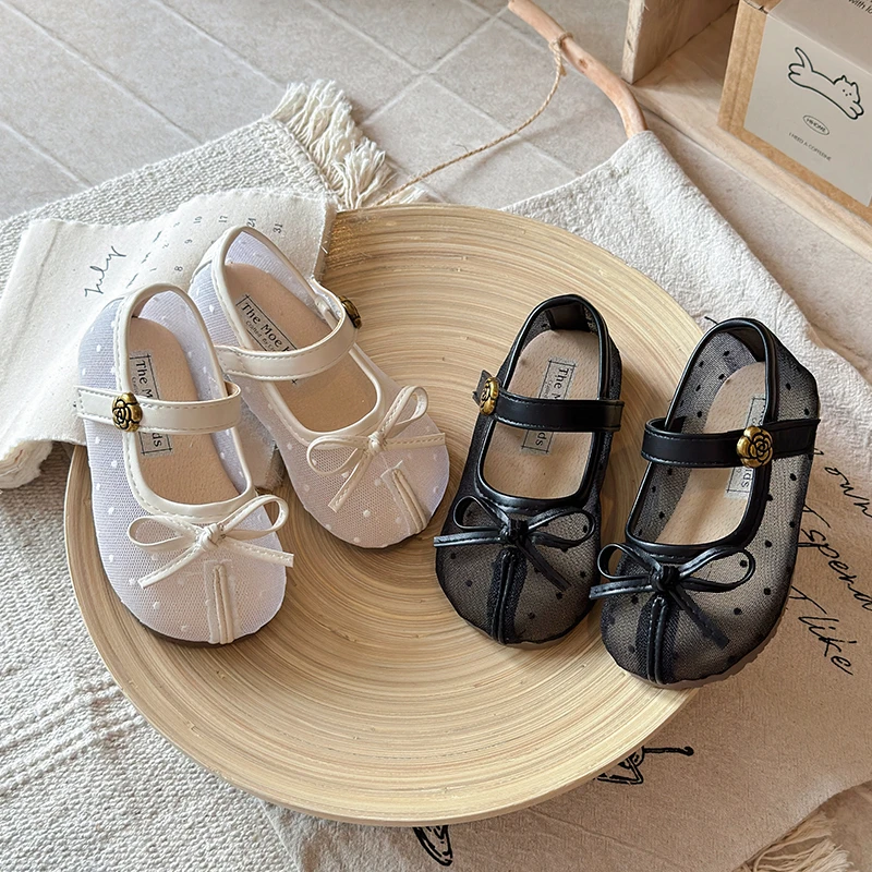 

Girls' Summer Sandals 2026 Breathable Mesh Bowknot KIDS Single Shoes Lightweight Elegant Soft Soled Children's Shoes 21-33