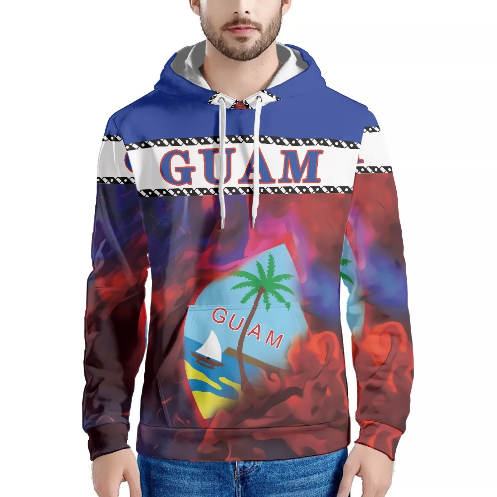 

Island Design Print Polynesian Samoa Fall Hawaiian Style Sweatshirt Long Sleeve Hoodie Slim Men Warm Hoodie Fall Vacation Luxury