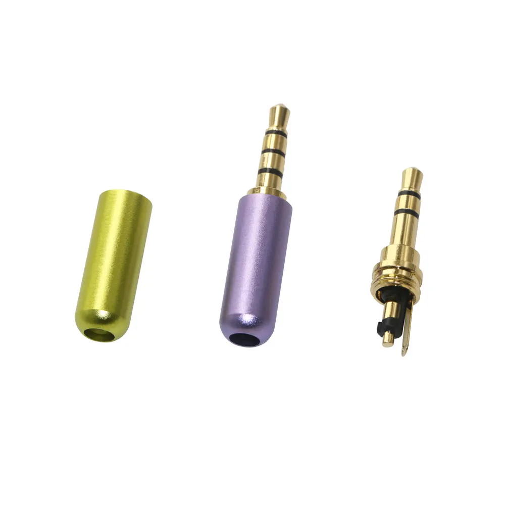 Copper 3/4 Pole 3.5MM Plug Male Headphone Jack with Clip 3.5MM Stereo Audio Connector for 4mm Cable Adapter