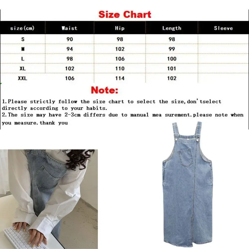 Vintage Preppy Style Sleeveless Jeans Dresses a-Line Loose Denim Overalls Skirt Pocket Solid Suspender Skirt Denim Summer