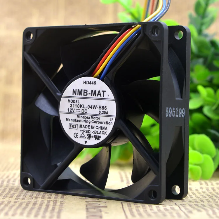 

8CM 8025 12V 0.30A 3110KL-04W-B56 4WIRES TEMPERATURE CONTROL COOLING FAN