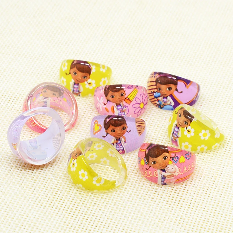 10/20pcs Disney Cartoon Doc McStuffins Toys kids Rings Children girl Party Gift Jewellery size 15mm