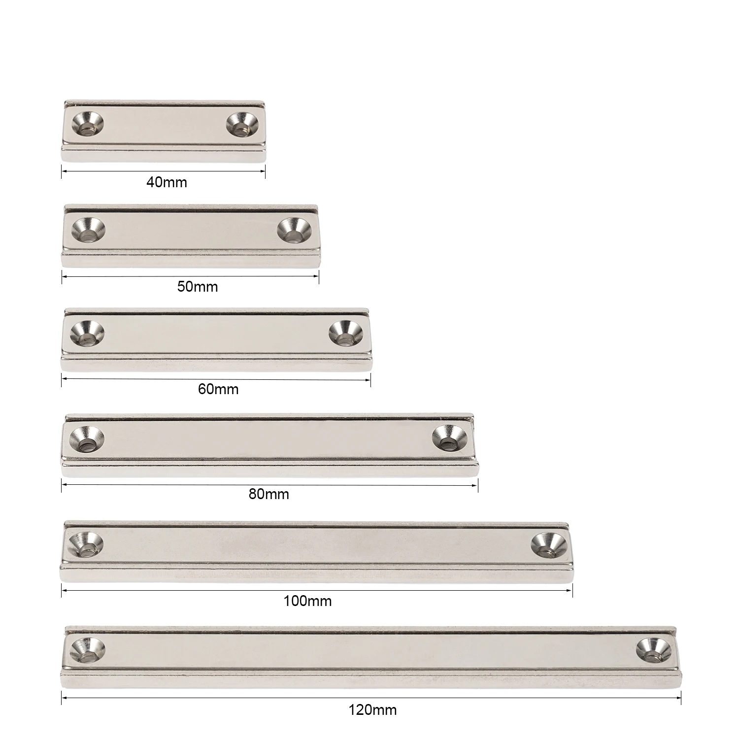 L40-L120mm Strong Neodymium Magnet Powerful Magnetic Permanent NdfeB Holder Square Rectangle Pot Magnets with Screws