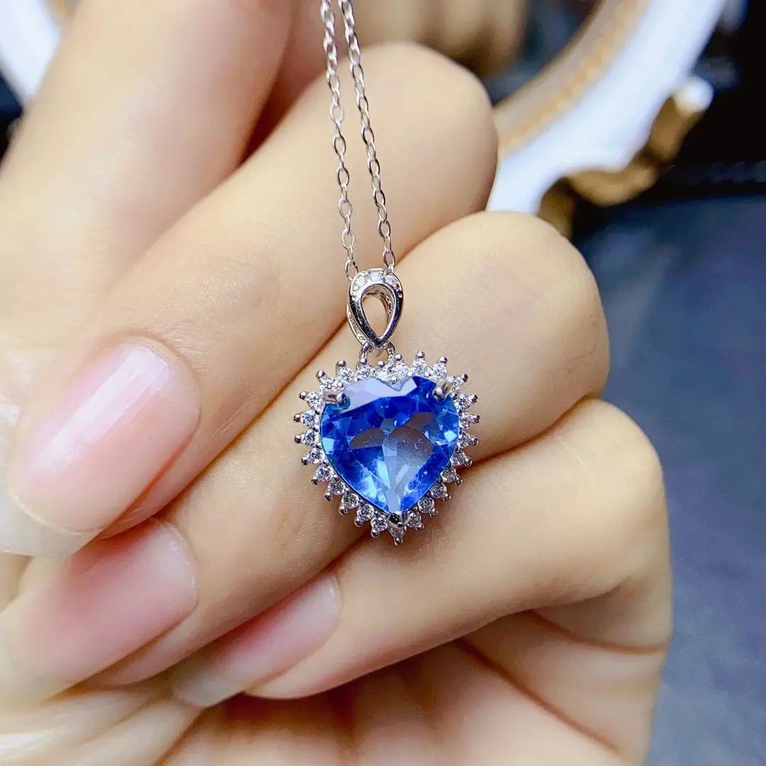 

Topaz Jewelry Woman Topaz Pendant With Natural London Blue Topaz Stone 10*10mm Topaz Pendant Jewelry For Woman Topaz Jewelry