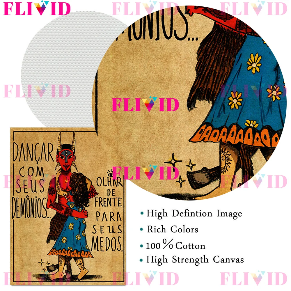 شيطان الانعكاس وتعلم خمر جدار الفن قماش الطباعة ، مضحك وثنية السحر الرسوم التوضيحية ملصق فني طباعة ديكور