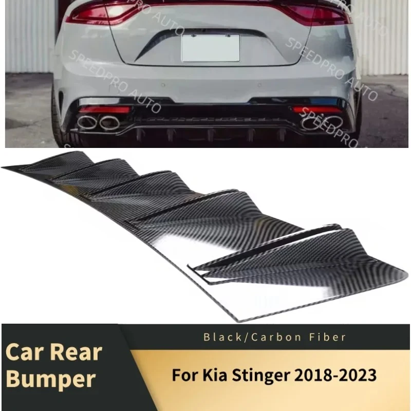 

For K-ia Stinger 2018-2023 Rear Diffuser 5 Fins Shark Bumper Splitter Spoiler Lip Car Body Kit Accessories Carbon Fiber