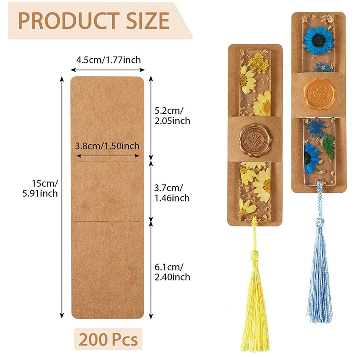 100 Pcs Resin Bookmark Holder KAU30t Bookmark Sleeves Brown Book Markers Cover Holder Blank Display Cards DIY Bookmark