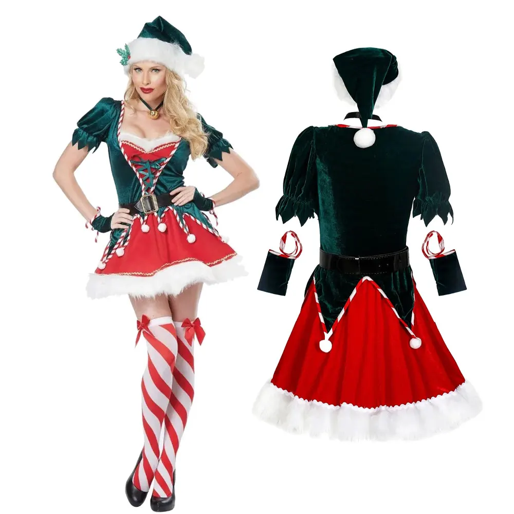 

Women Sexy Christmas Dress Santa Claus Elf Costume New Year Clothes Warm X-Mas Dress Santa Claus Cosplay Costume