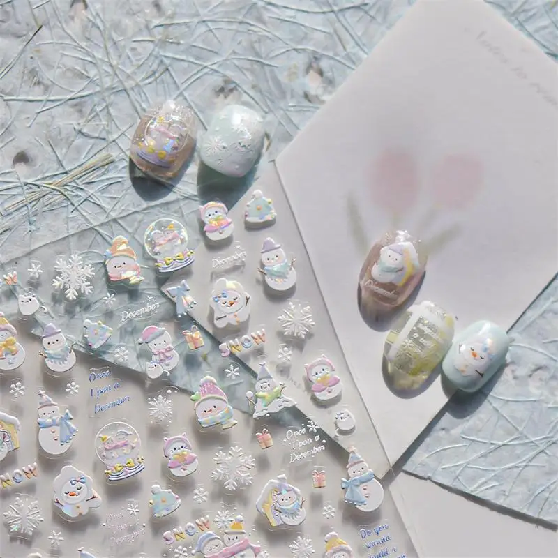 لطيف سانتا كلوز كريستال الكرة ندفة الثلج ثلج شجرة عيد الميلاد القوس مسمار الفن طباعة ملصقات الحلو مانيكير الشارات مسمار ديكور هدية #3