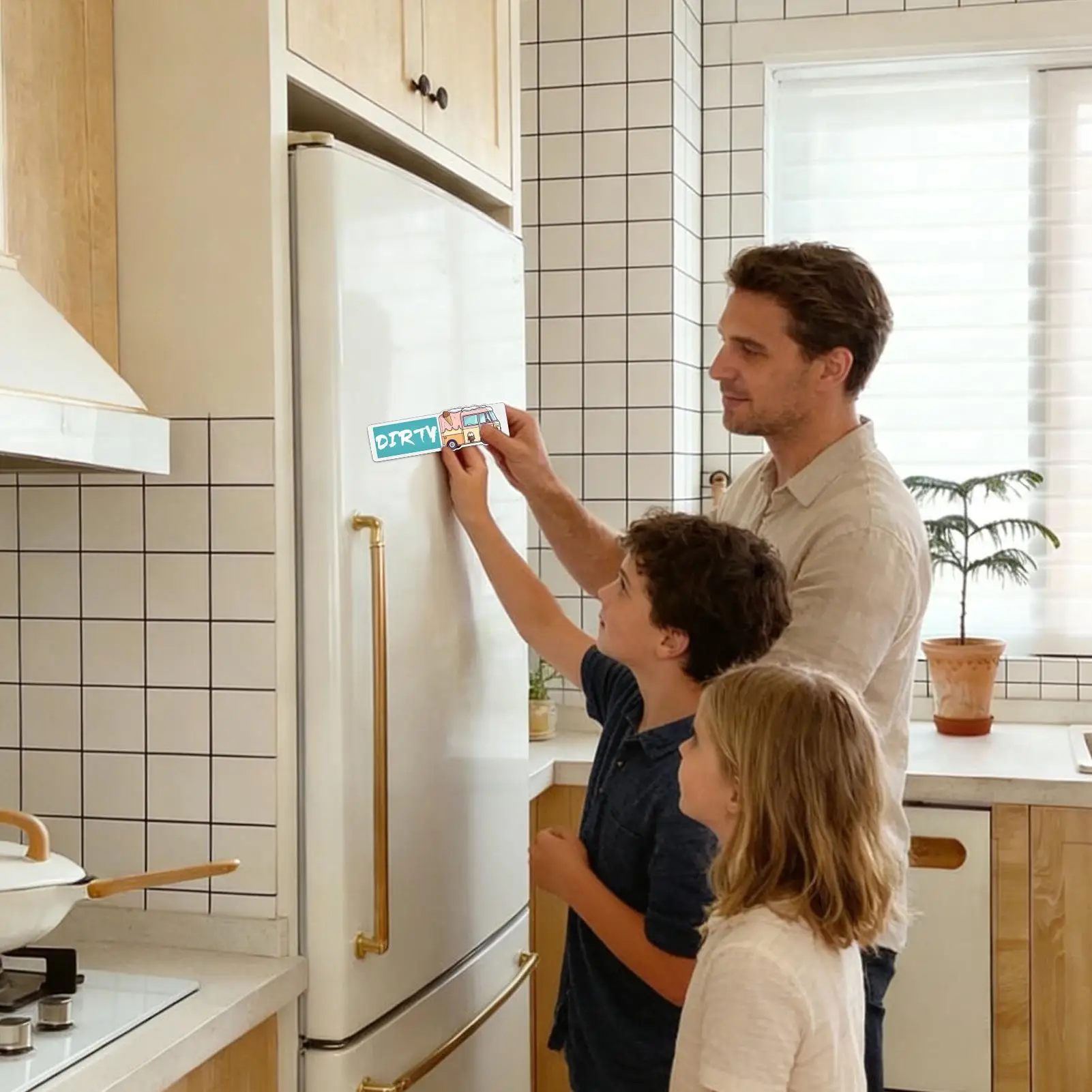 Dirty Clean Dishwasher Magnet With Adhesive Non-Scratch Cute Decor Clean-Dirty Dishwasher Magnet For Home Apartment Kitchen