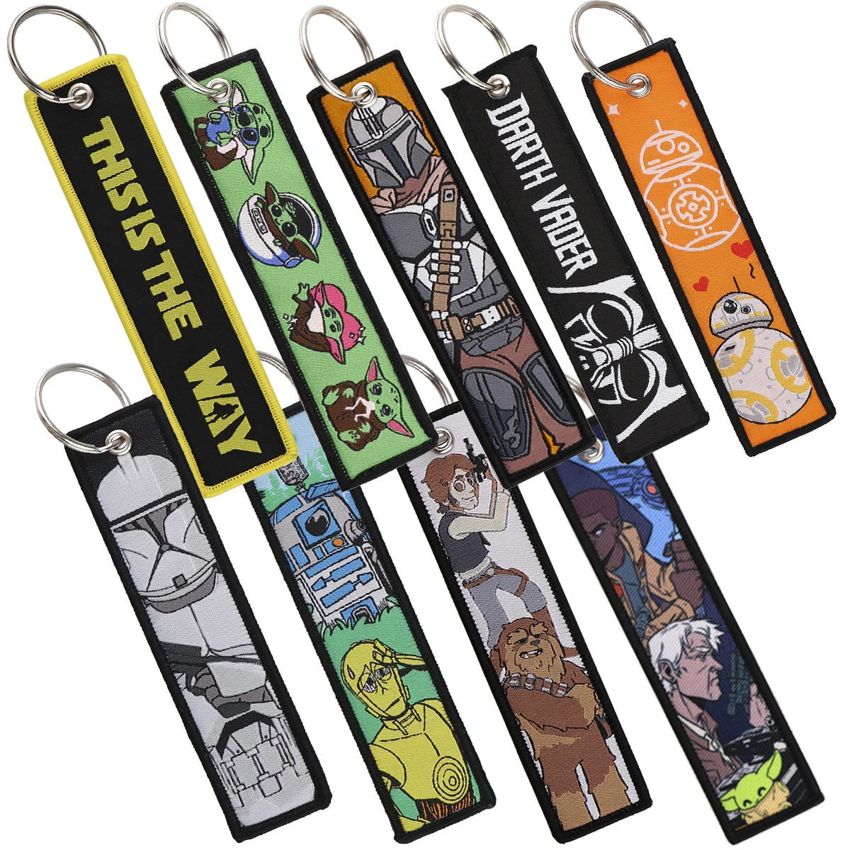 THIS IS THE WAY Key Chain for Motorcycles and Cars Backpack Cool Key Tag Darth Vader Embroidery Key Fobs Keyring Chaveiro