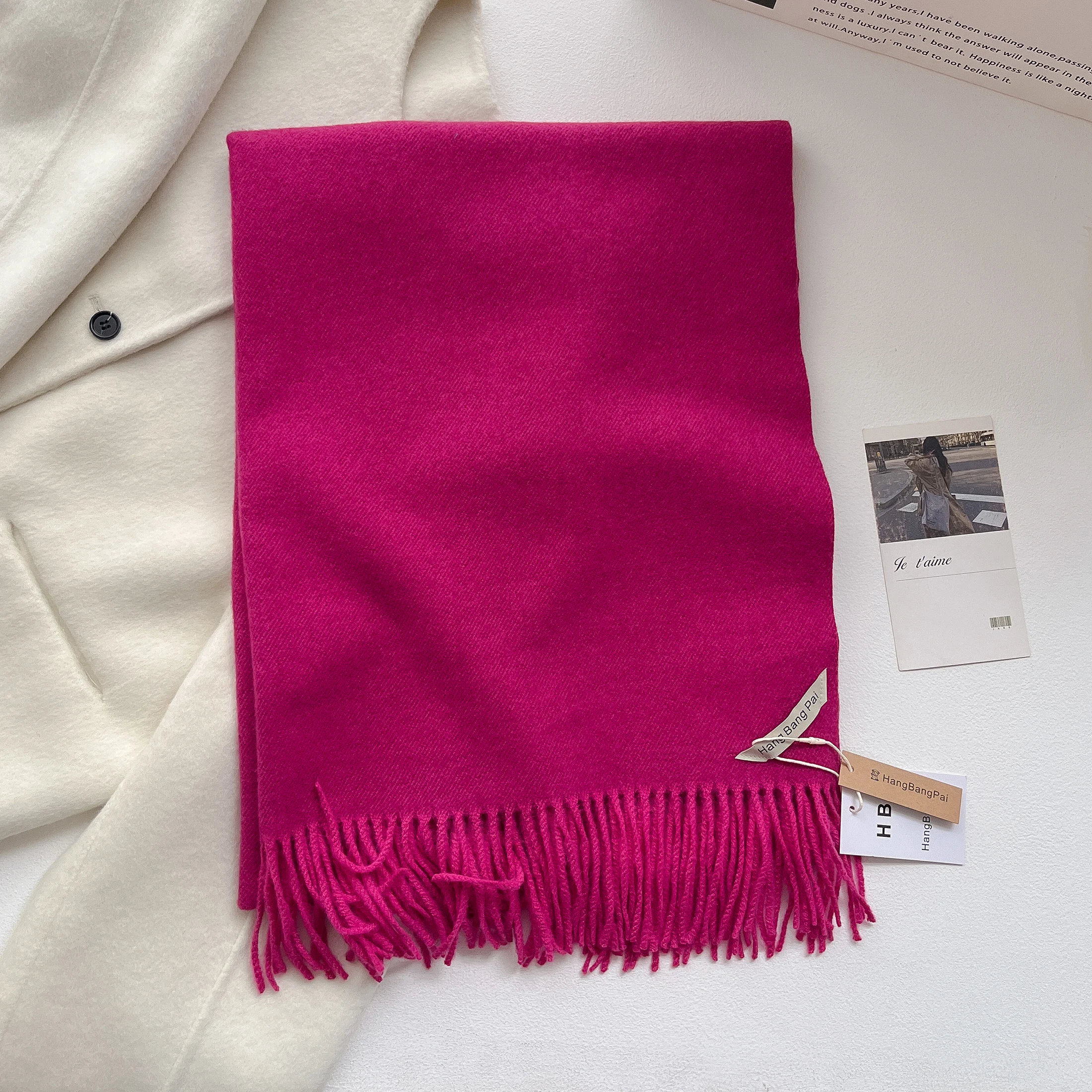 2023 neue Winter Wolle Schal Für Frauen Lange Warme Kaschmir Schals Hijab Solide Dame Schal Wrap Weibliche Pashmina Bandana Kopf schals – Detail 25
