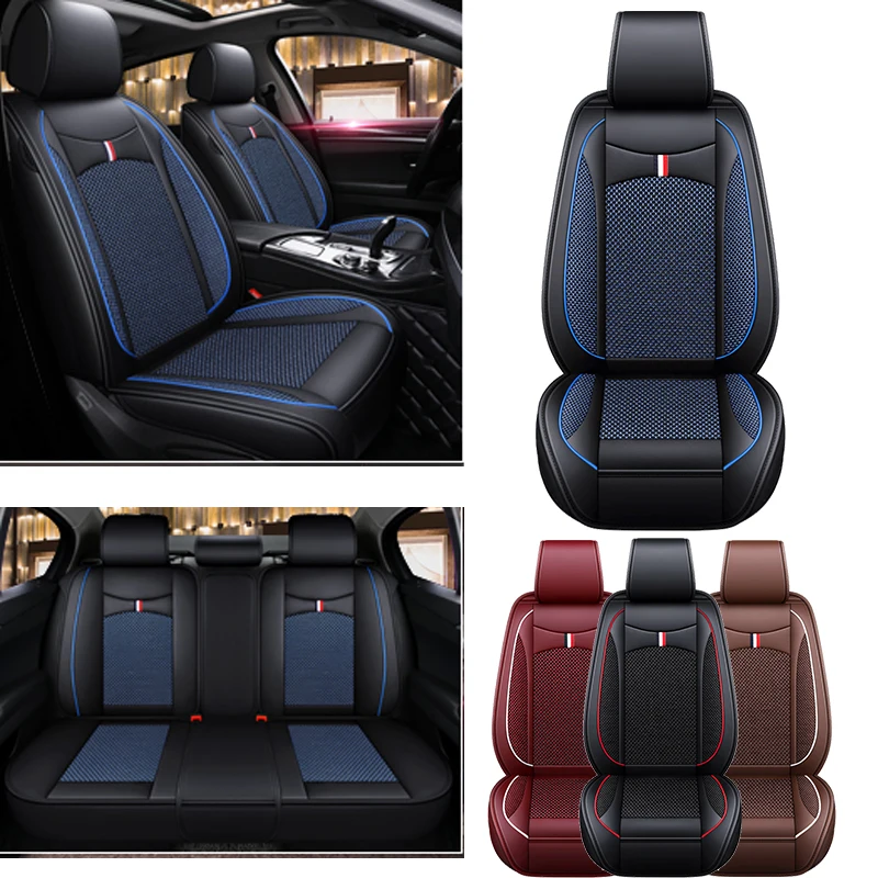 

5-Piece Car Seat Covers: Cooling Fabric & PU Leather, Comfortable & Durable, All-Season Fit for Most Vehicles