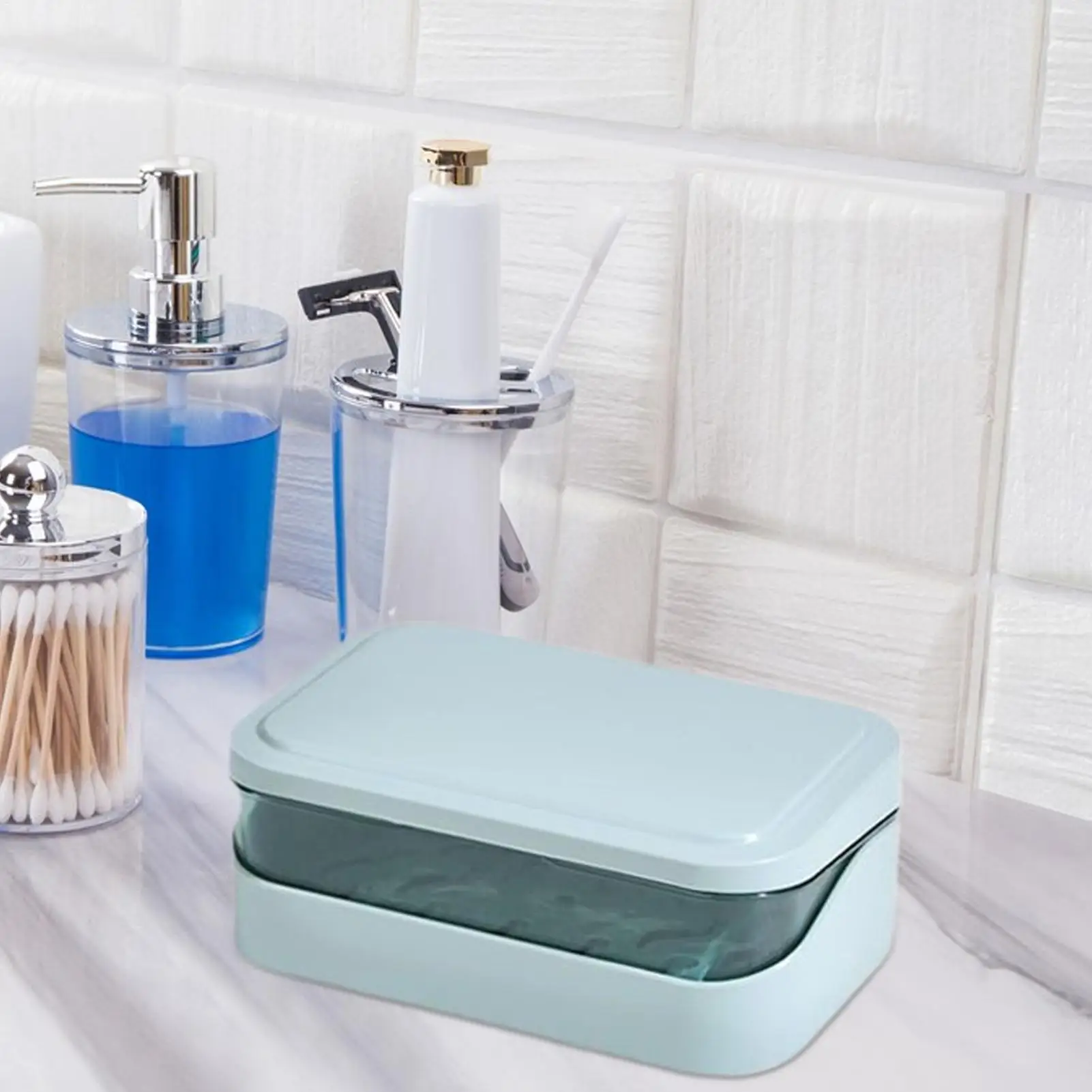 Transparent Soap Case Simple Flap Drainage Box Bathroom Toilet Waterproof Soap Storage Box Dormitory Home Travel Large Soap Dish