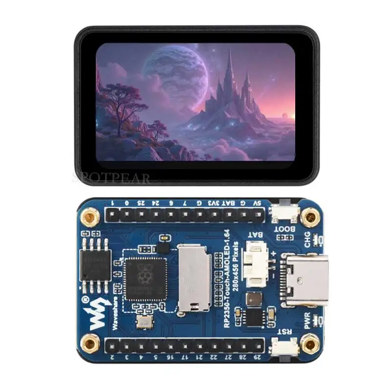 Raspberry Pi Pico 2 RP2350 1.64 inch AMOLED Development Board Display TouchScreen 280x456 QMI8658 IMU QSPI Waveshare 1.64inch