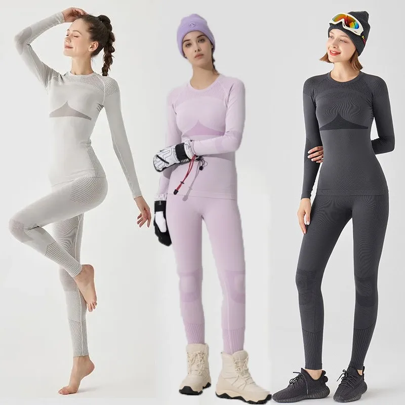 Women Sets Suit Outdoor Thermal Underwear Thermo Sporting Male Fitness Warm Long Johns Compression Bottoming Tracksuit 05