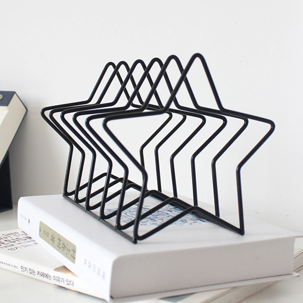 

Iron Art Star Shaped Desk ganiser Storage Rack Books Magazines Iron Art Display Easel Wire Easel Home Office