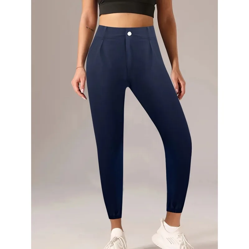 

Plus Size 1XL-5XL Women's High Waist Office Work Pleated Pants Ladies Casual Solid Color Casual Pants with Pockets Long Trousers