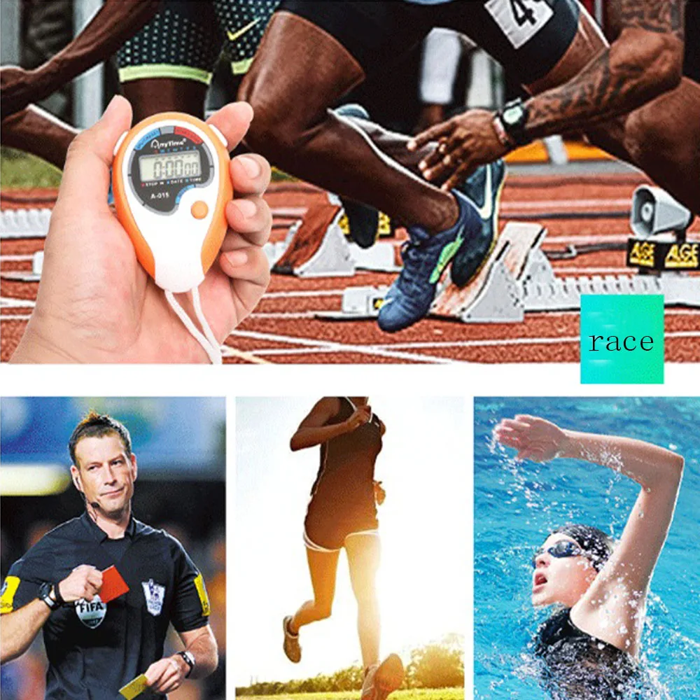Digital Professional Handheld LCD Chronograph Sports Stopwatch Running Training Timer Electronic Stopwatch With String