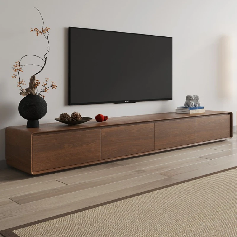 خزانة تلفزيون من الأرض إلى السقف، طاولة قهوة، مجموعة غرفة المعيشة، المنزل، لون جوز شمالي عتيق بسيط #1