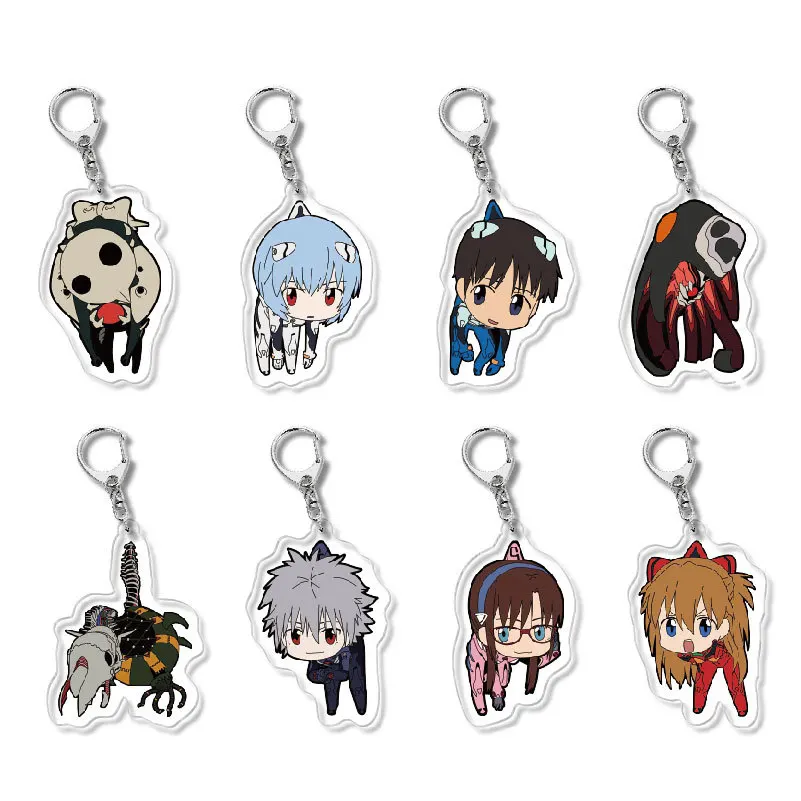 Anime Cartoon Cute Keychains  EVA Asuka Ayanami Rei Ikari Shinji Cosplay Kawayi Badge Key Chain For Unisex Gifts Accessories