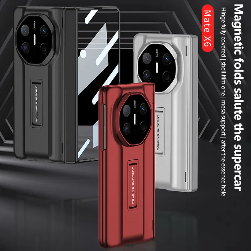 

Magnetic Phantom Supercar Hinge Phone Case For Huawei Mate X6 MATEX6 5G Shockproof Full Protective Cover With Tempered Glass