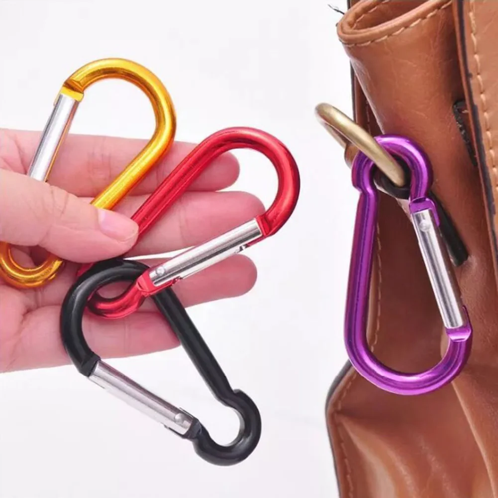 New Colorful Climbing Accessory Random Color D Shaped Alloy Carabiner Hook Keychain Climbing Accessory