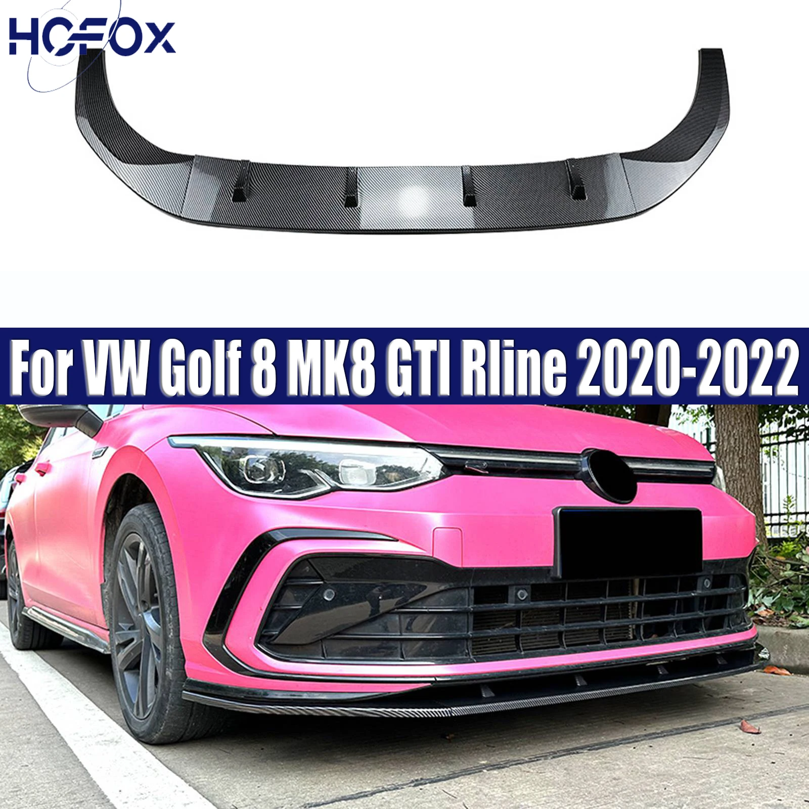 

Front Bumper Lip Spoiler Maxton Style Diffuser Splitter Chin Trims For VW Golf 8 MK8 GTI Rline 2020-2022