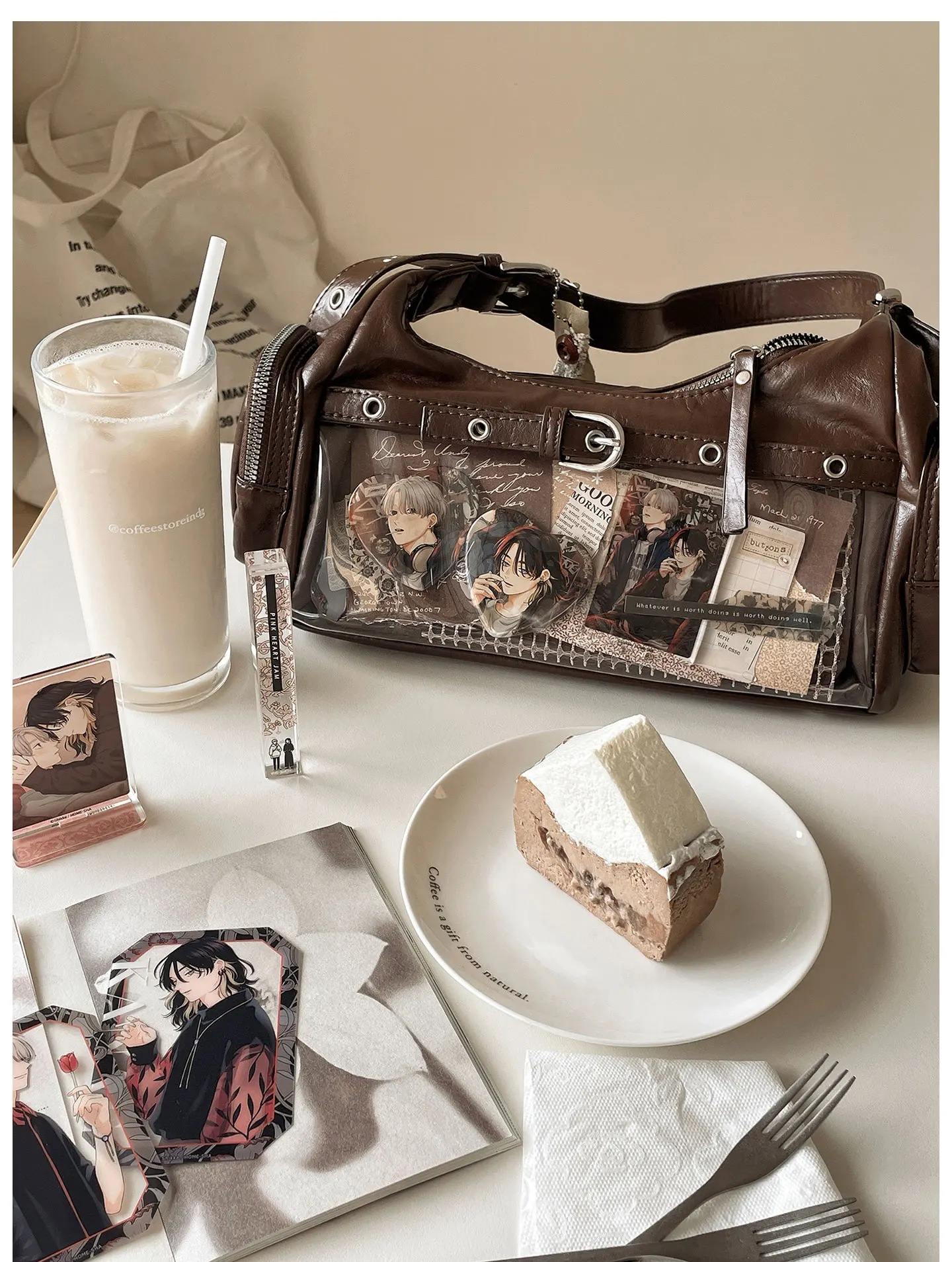 Sweet Cool Y2K Hobo Shoulder Bag Babes Lta Bag Clear Window Rivet Details Adjustable Strap Women Casual Daily Crossbody Purse
