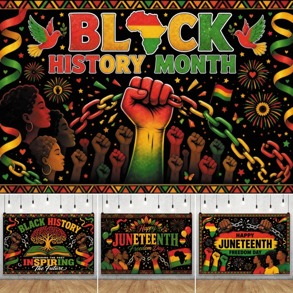 Happy Juneteenth Freedom Day Backdrop Black History Month 1865 Background Holiday Celebration Studio Photography Decor Props