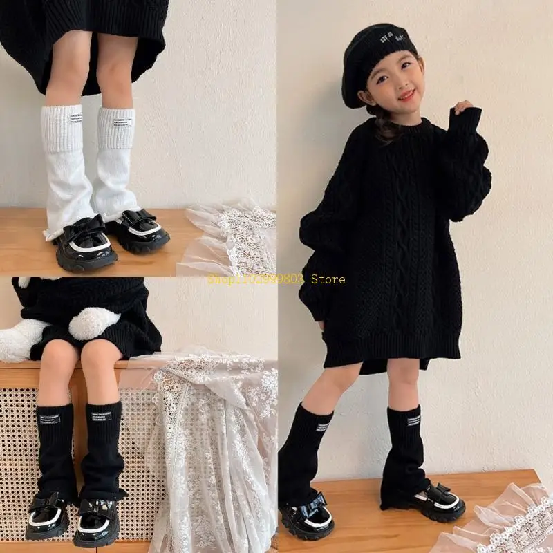 Handmade Crochet Leg Warmers Stockings for Child Girls Knee High Socks Breathable Tights Loose Leggings Kids Leg Covers J0MF