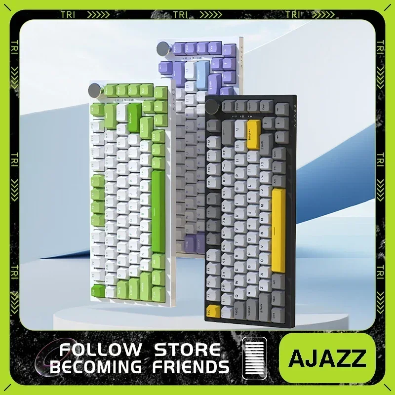 AJAZZ AK820 Mechanical Keyboard Wireless 3-mode TFT Screen Knob RGB GASKET Hot-swap Gaming Keyboard PC Laptop Accessories Gift