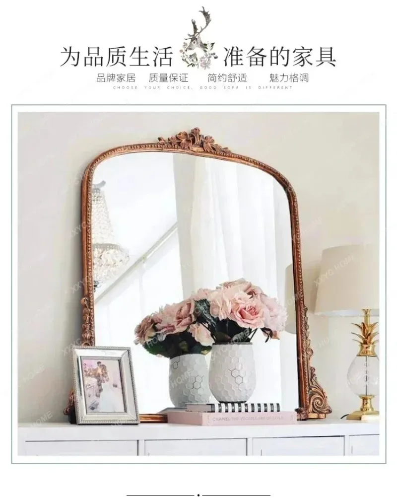 makeup mirror dresser large wall-mounted carved makeup mirror