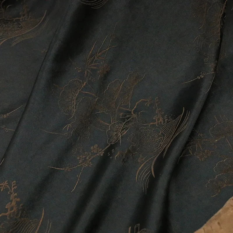 

Silk Sanbo satin jacquard intangible cultural heritage ancient method Xiangyunsha washable fabric niche designer clothing ramie