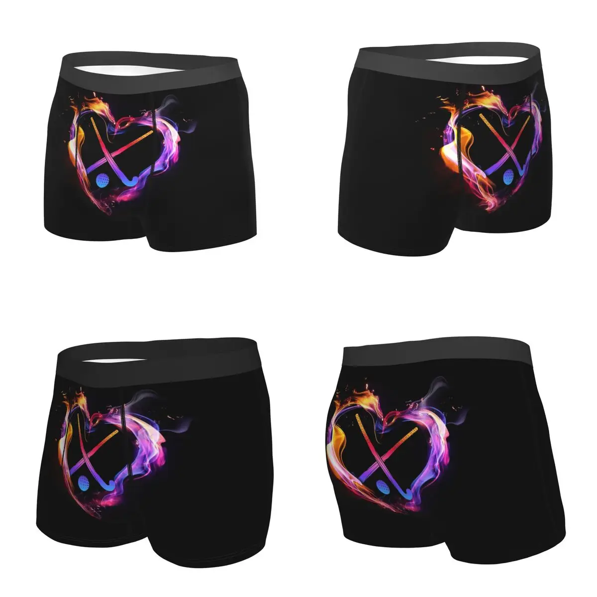 الملاكم السراويل السراويل الميدان الهوكي القلب الحب الفن سراويل الذكور الملابس الداخلية الناعمة ل أوم رجل صديقها هدية