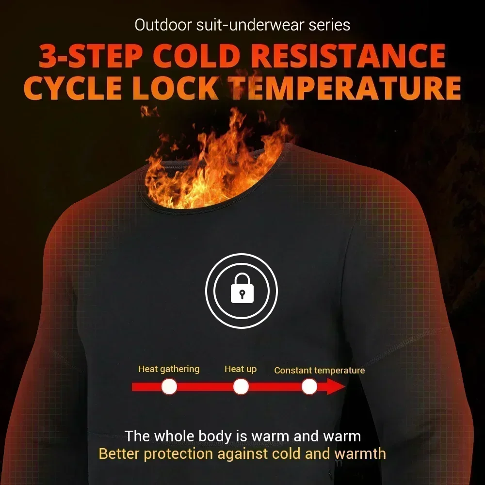 Winter Thermal Heated Jacket Men Vest Heated Underwear Men\'s Ski Suit USB Electric Heating Clothing Fleece Thermal Long Johns