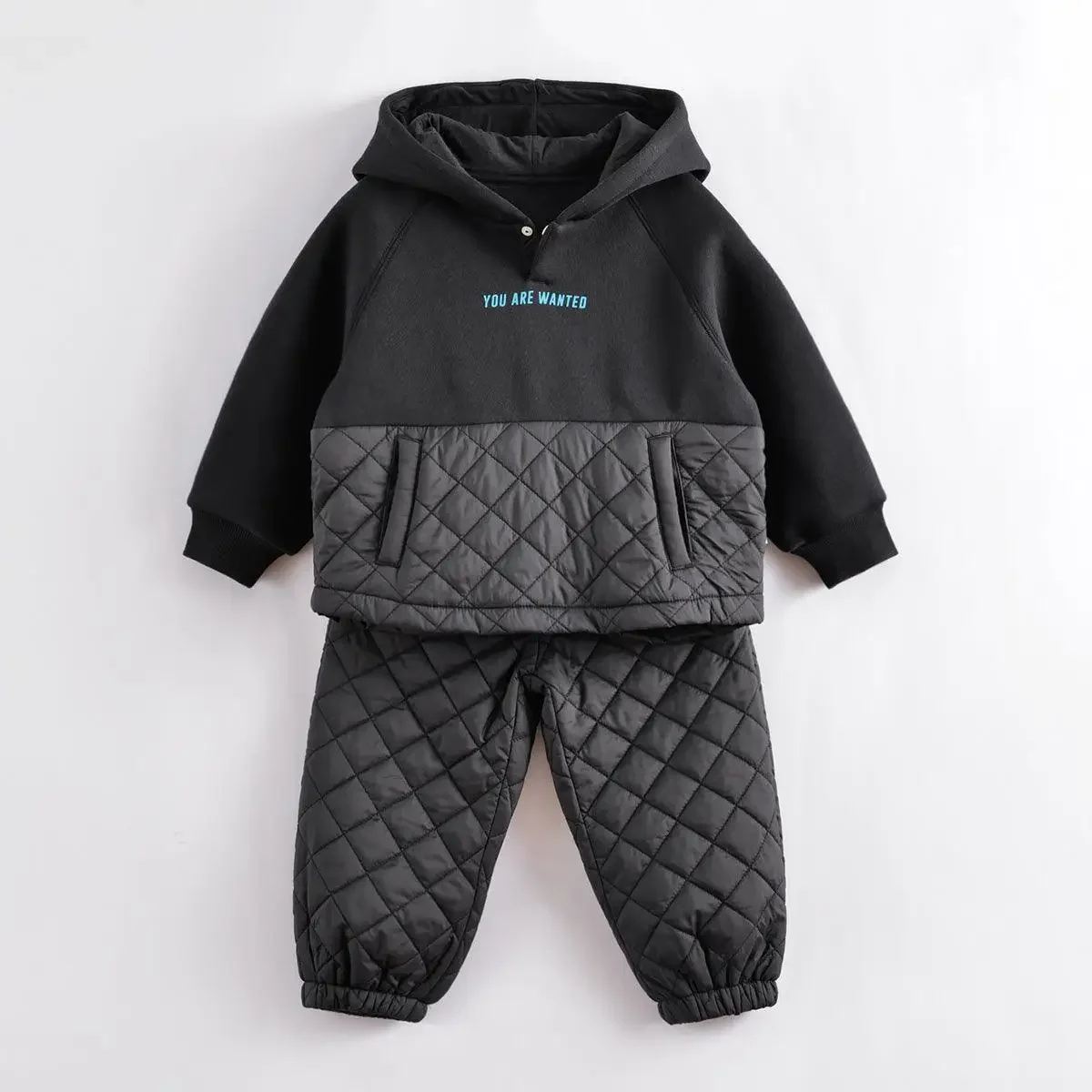 MARC&JANIE Boys Winter Fashion Stitching Quilted Sports Suit 221538