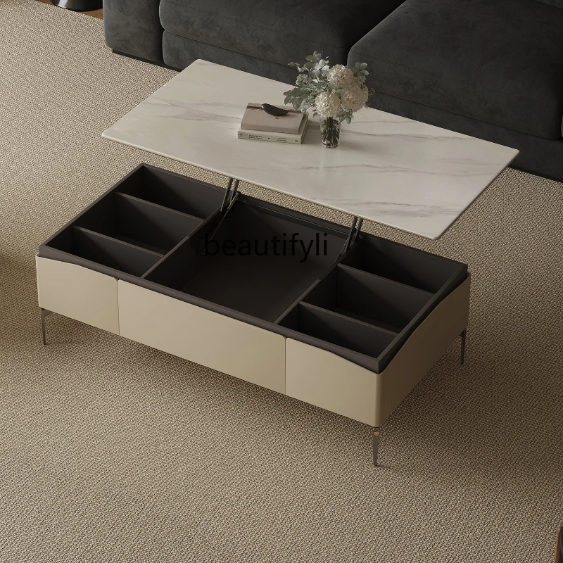 

Modern Lifting Coffee Table Small Apartment Home Minimalist Atmosphere Microlite Rectangular Coffee Table