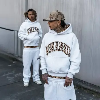 3dílná sportovní sada Y2k pro muže a ženy, retro luxusní leopardí patchworková sada, americký streetwear, unisex, hranaté, ležérní, párové oblečení 10 nejlepší prodej Pánská tepláková souprava, 3 díly - №8