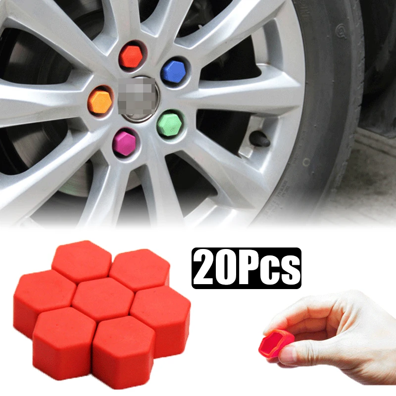 

20pcs Silicone Car Tyre Wheel Hub Covers Protection Caps Wheel Hub Screw Protector Dust Proof Bolt Car Accessories 19mm/21mm