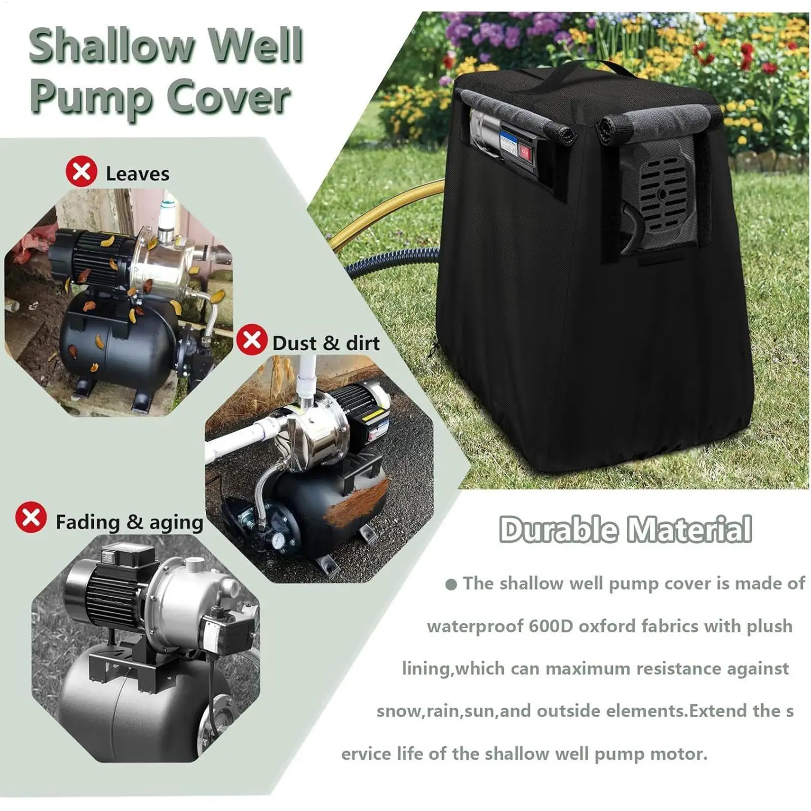 

Крышка насоса, защитная ткань Оксфорд, защитные чехлы для насоса для наружного сада, двора, заднего двора, фермы, подъездной дороги, патио, лужайки