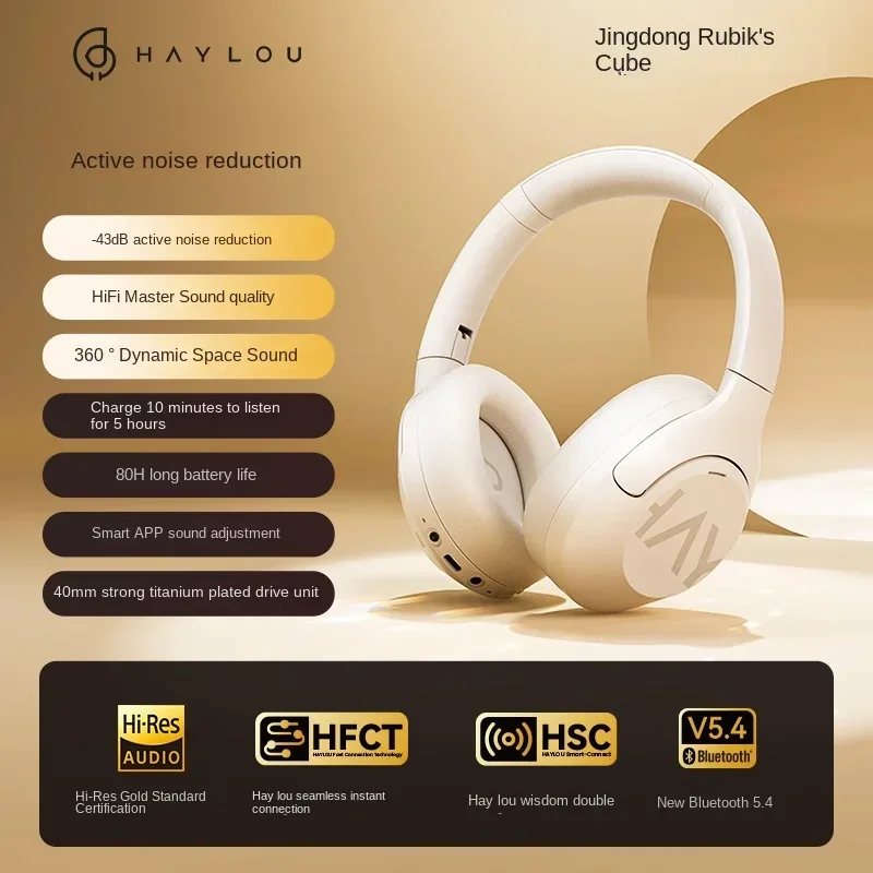 Haylou S30 Wireless Headphone Bluetooth 5.4 43dB Long Endurance Active Noise Reduction Headsets Low Delay Gaming Headset