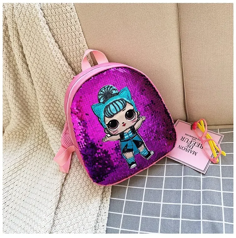 Mochila bonita con lentejuelas para niños, bolso escolar con dibujos animados, a la moda, de 3 a 6 años